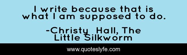 I write because that is what I am supposed to do.