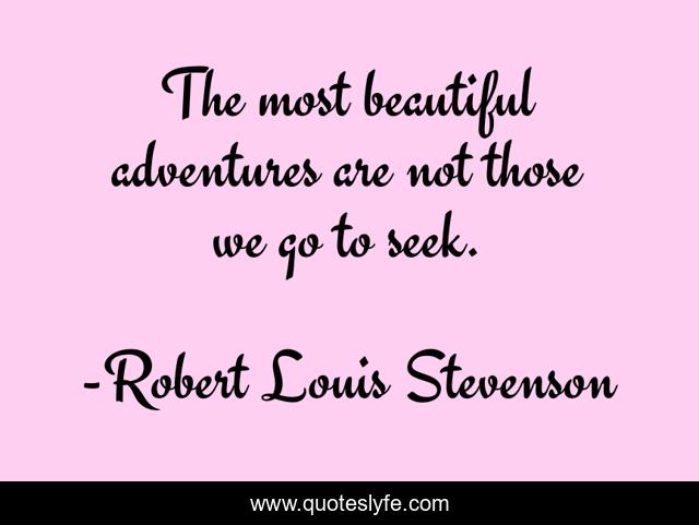 The most beautiful adventures are not those we go to seek.