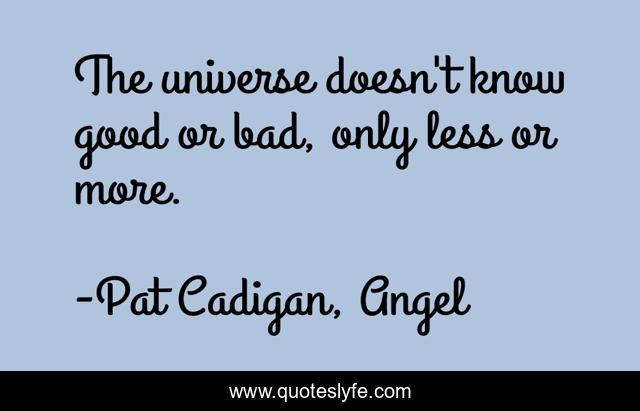 The universe doesn't know good or bad, only less or more.