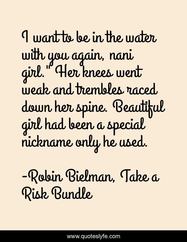 I want to be in the water with you again, nani girl.