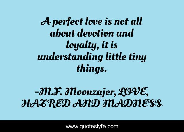 A perfect love is not all about devotion and loyalty, it is understanding little tiny things.