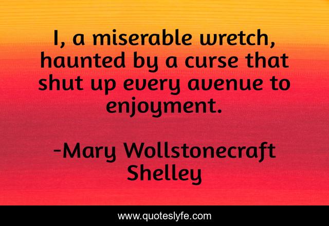 I, a miserable wretch, haunted by a curse that shut up every avenue to enjoyment.
