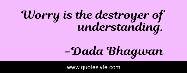 Worry is the destroyer of understanding.