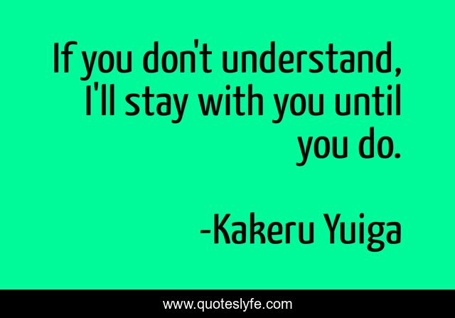 If you don't understand, I'll stay with you until you do.