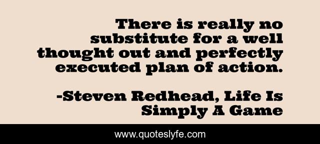 There is really no substitute for a well thought out and perfectly executed plan of action.