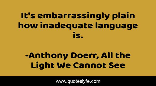 It's embarrassingly plain how inadequate language is.