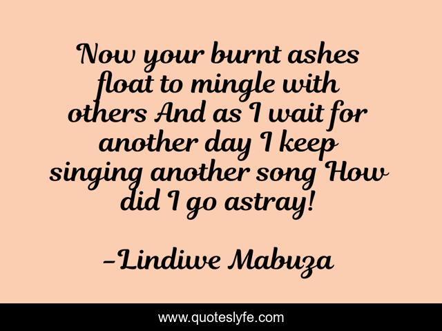 Now your burnt ashes float to mingle with others And as I wait for another day I keep singing another song How did I go astray!