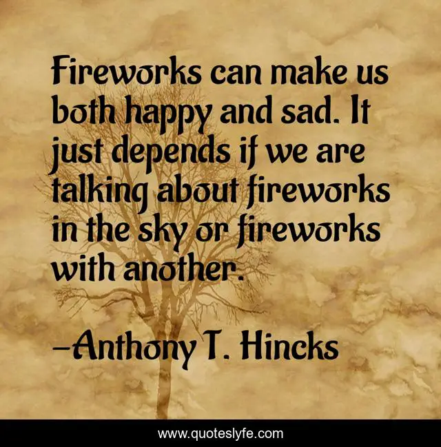 Fireworks can make us both happy and sad. It just depends if we are talking about fireworks in the sky or fireworks with another.