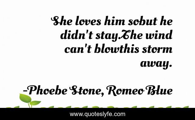 She loves him sobut he didn't stay.The wind can't blowthis storm away.