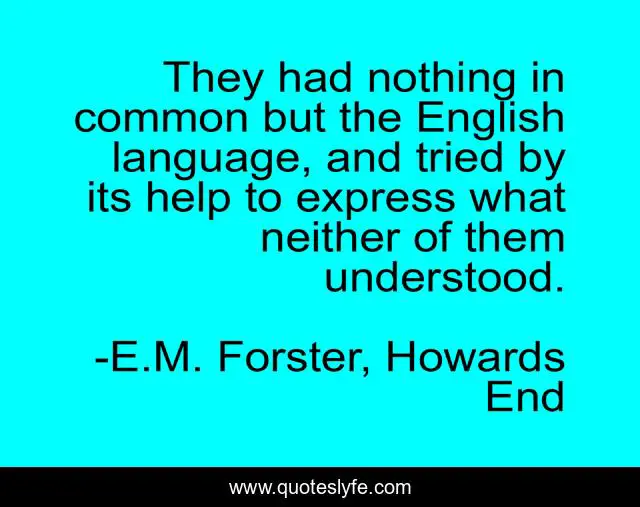 They had nothing in common but the English language, and tried by its help to express what neither of them understood.