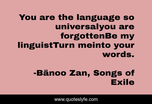You are the language so universalyou are forgottenBe my linguistTurn meinto your words.
