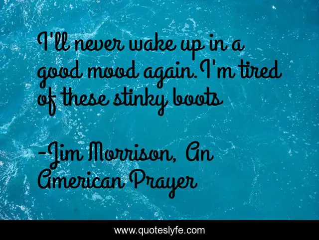 I'll never wake up in a good mood again.I'm tired of these stinky boots