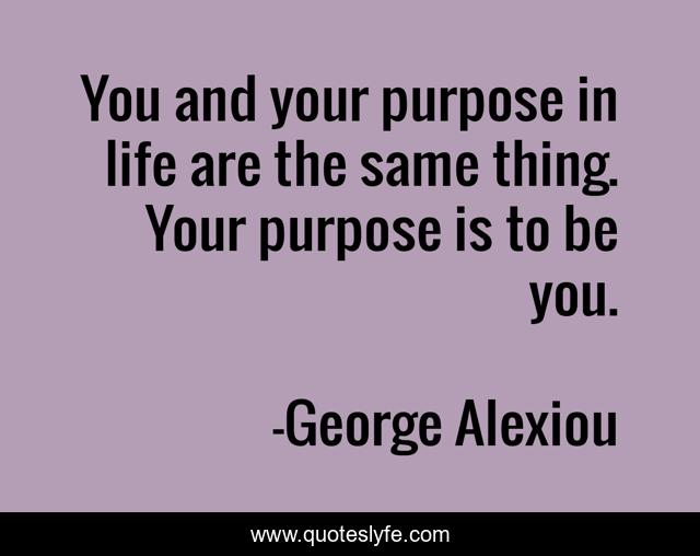 You and your purpose in life are the same thing. Your purpose is to be you.