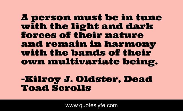 A person must be in tune with the light and dark forces of their nature and remain in harmony with the bands of their own multivariate being.