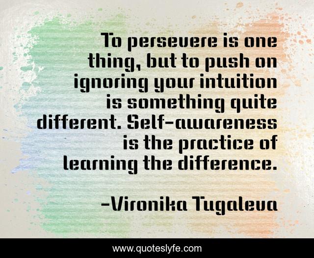 To persevere is one thing, but to push on ignoring your intuition is something quite different. Self-awareness is the practice of learning the difference.
