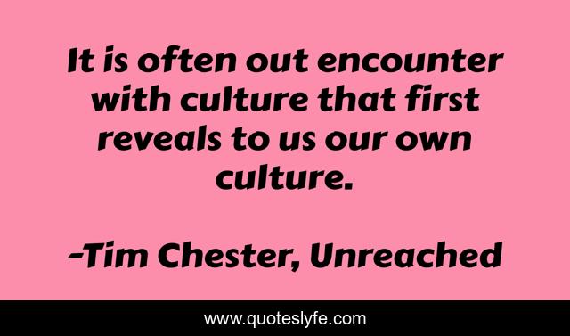 It is often out encounter with culture that first reveals to us our own culture.