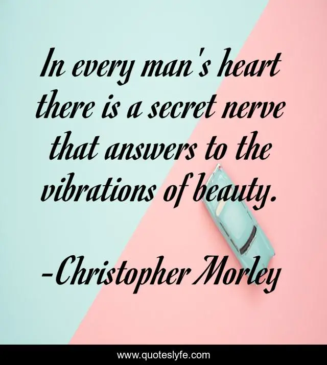 In every man's heart there is a secret nerve that answers to the vibrations of beauty.