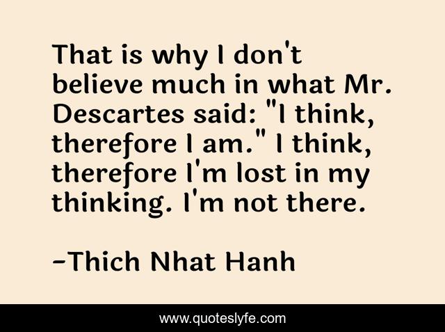 That is why I don't believe much in what Mr. Descartes said: 