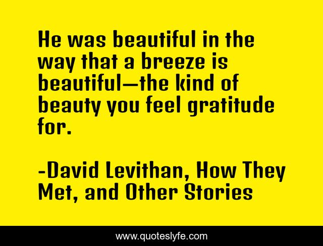 He was beautiful in the way that a breeze is beautiful—the kind of beauty you feel gratitude for.