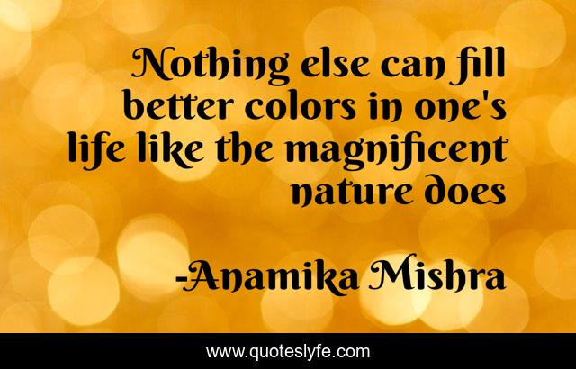 Nothing else can fill better colors in one's life like the magnificent nature does