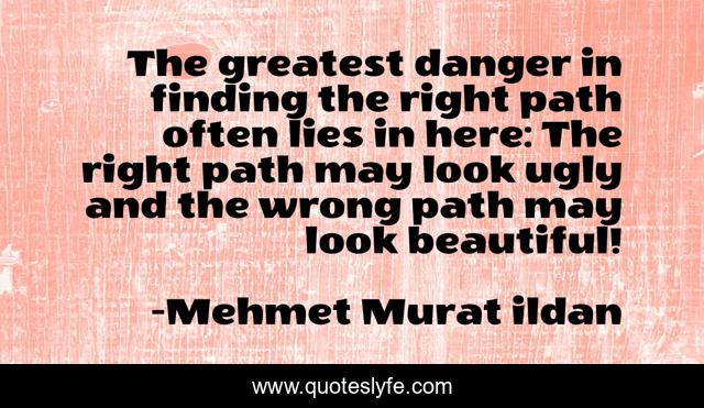 The greatest danger in finding the right path often lies in here: The right path may look ugly and the wrong path may look beautiful!