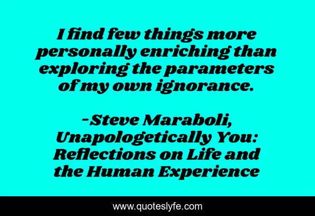 I find few things more personally enriching than exploring the parameters of my own ignorance.