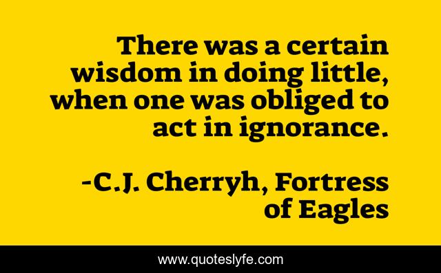 There was a certain wisdom in doing little, when one was obliged to act in ignorance.