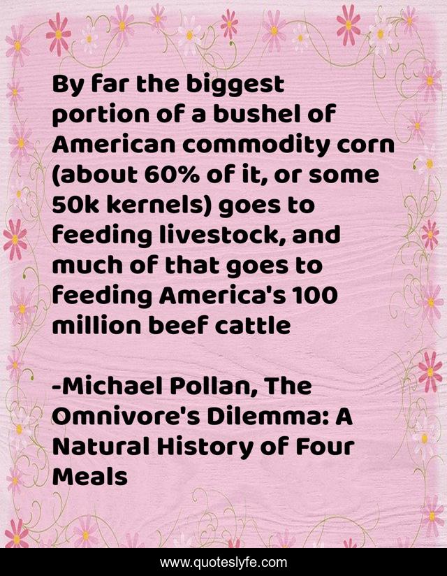 By far the biggest portion of a bushel of American commodity corn (about 60% of it, or some 50k kernels) goes to feeding livestock, and much of that goes to feeding America's 100 million beef cattle