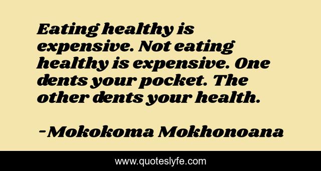 Eating healthy is expensive. Not eating healthy is expensive. One dents your pocket. The other dents your health.