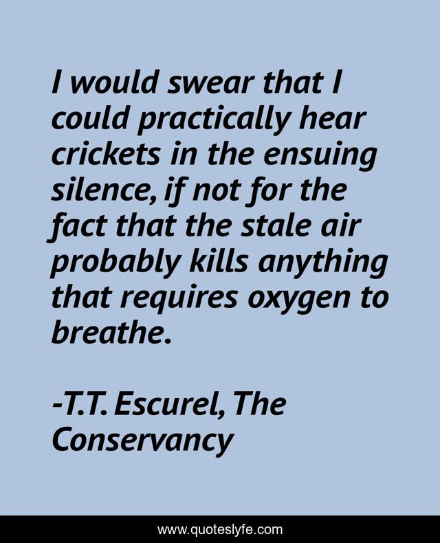 I would swear that I could practically hear crickets in the ensuing silence, if not for the fact that the stale air probably kills anything that requires oxygen to breathe.