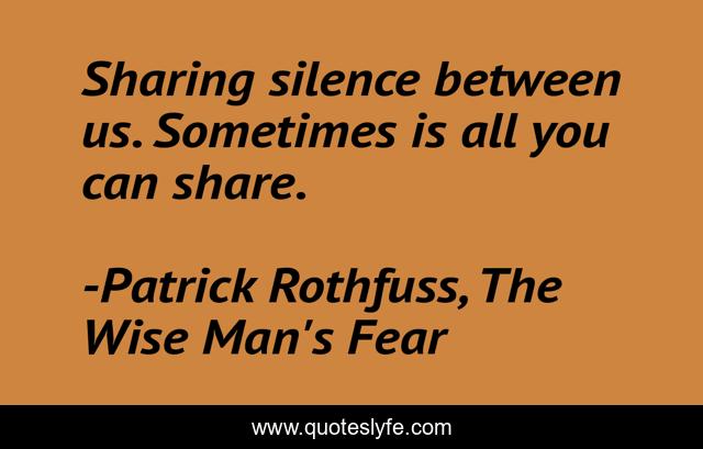 Sharing silence between us. Sometimes is all you can share.