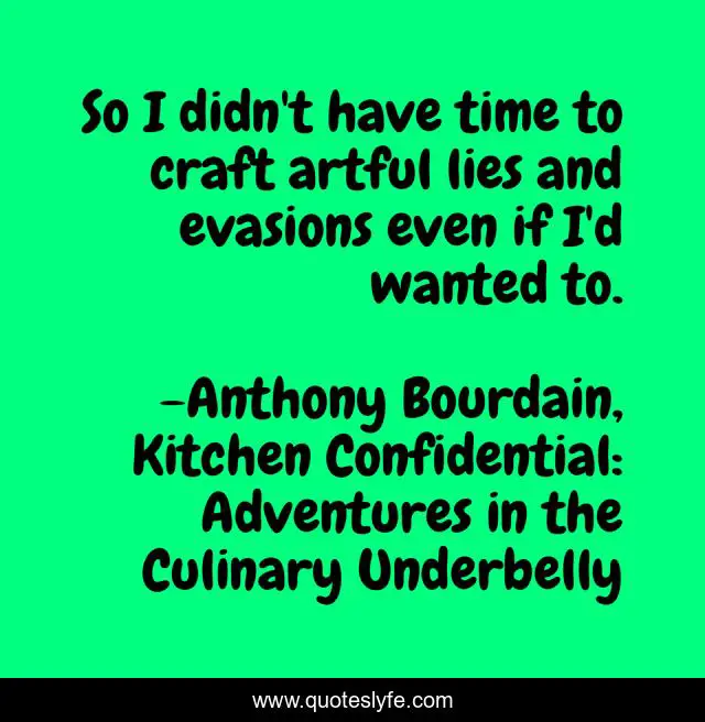 So I didn't have time to craft artful lies and evasions even if I'd wanted to.