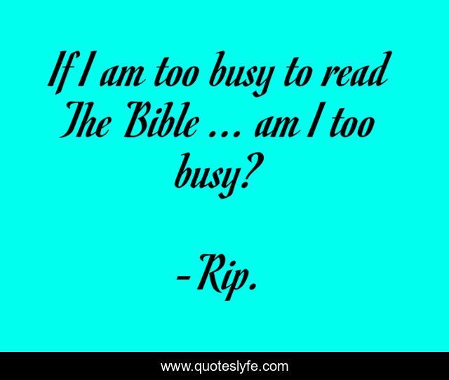 If I am too busy to read The Bible ... am I too busy?