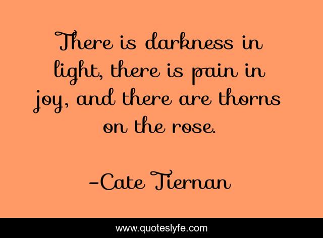 There is darkness in light, there is pain in joy, and there are thorns on the rose.