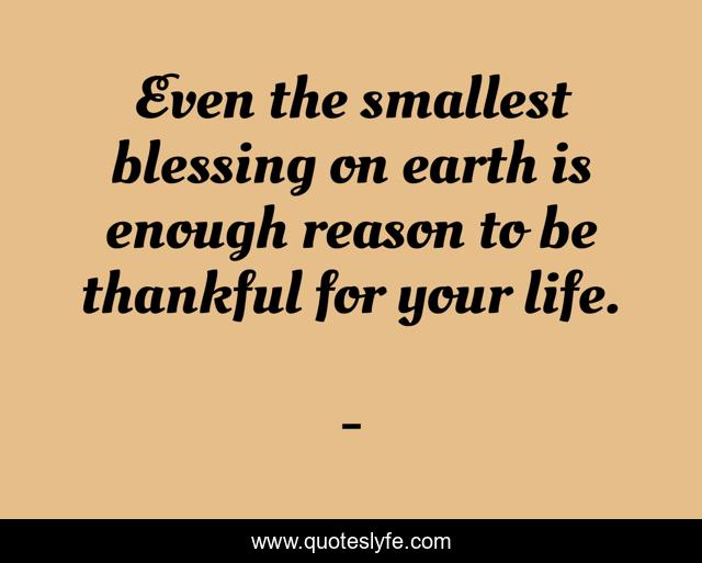 Even the smallest blessing on earth is enough reason to be thankful for your life.