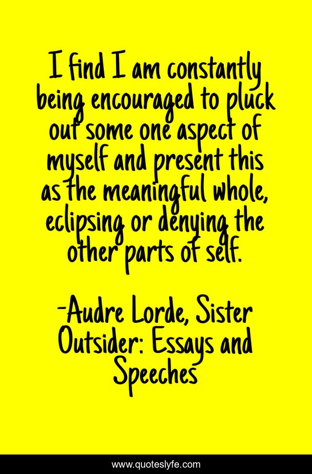 I find I am constantly being encouraged to pluck out some one aspect of myself and present this as the meaningful whole, eclipsing or denying the other parts of self.
