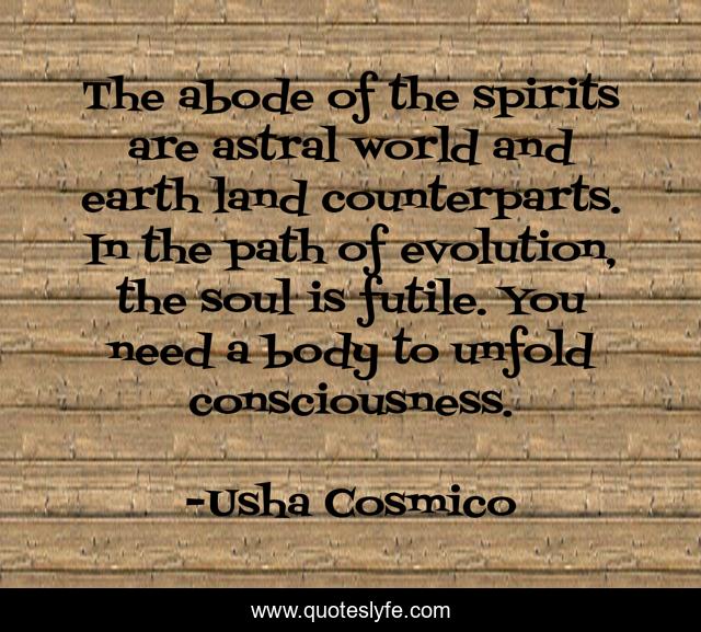 The abode of the spirits are astral world and earth land counterparts. In the path of evolution, the soul is futile. You need a body to unfold consciousness.