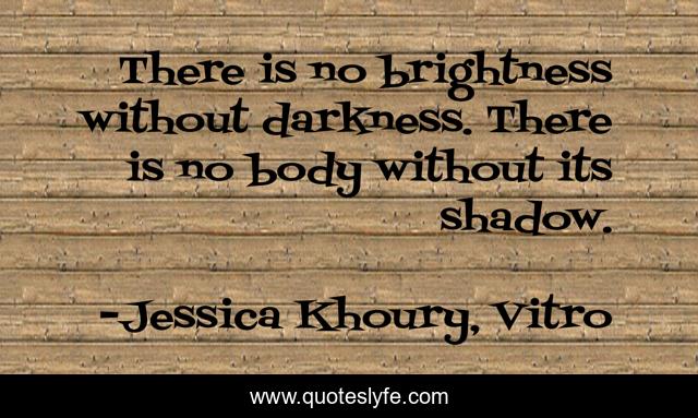 There is no brightness without darkness. There is no body without its shadow.