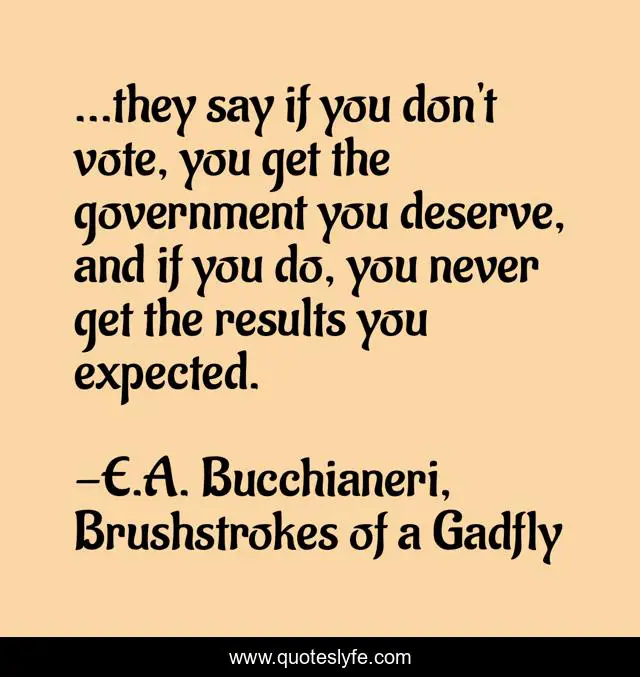 ...they say if you don't vote, you get the government you deserve, and if you do, you never get the results you expected.