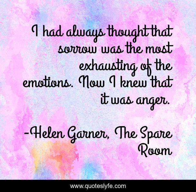I had always thought that sorrow was the most exhausting of the emotions. Now I knew that it was anger.