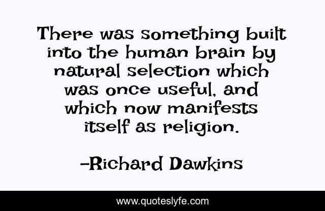 There was something built into the human brain by natural selection which was once useful, and which now manifests itself as religion.