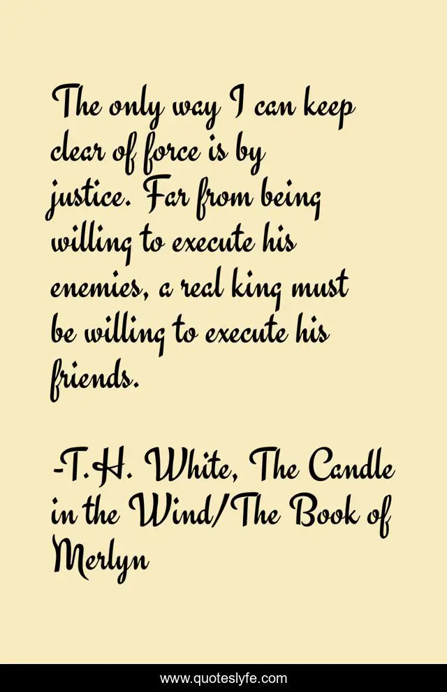 The only way I can keep clear of force is by justice. Far from being willing to execute his enemies, a real king must be willing to execute his friends.