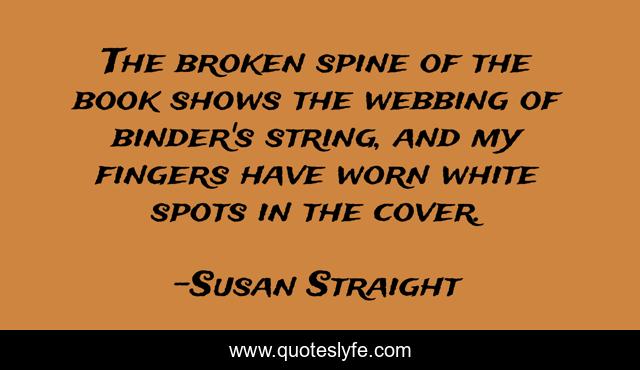 The broken spine of the book shows the webbing of binder's string, and my fingers have worn white spots in the cover.