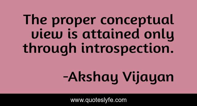 The proper conceptual view is attained only through introspection.