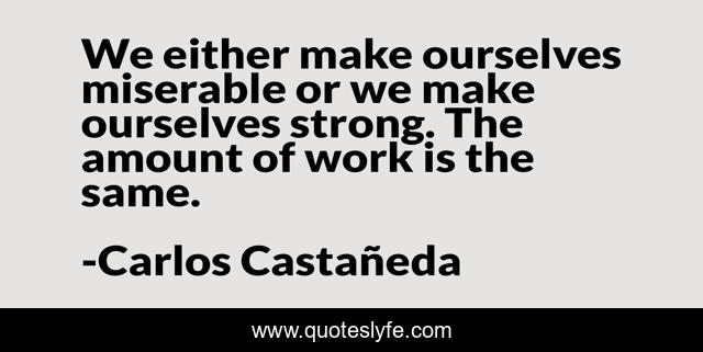 We either make ourselves miserable or we make ourselves strong. The amount of work is the same.