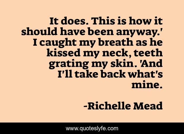 It does. This is how it should have been anyway.' I caught my breath as he kissed my neck, teeth grating my skin. 'And I'll take back what's mine.