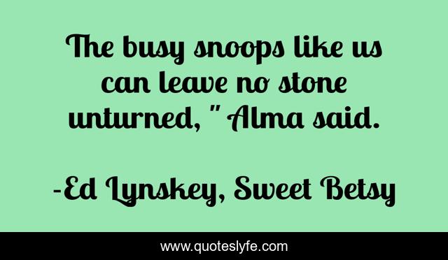 The busy snoops like us can leave no stone unturned, 