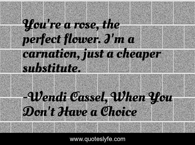 You're a rose, the perfect flower. I'm a carnation, just a cheaper substitute.