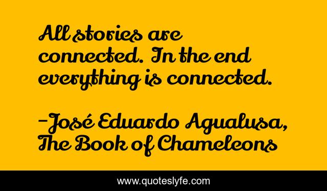 All stories are connected. In the end everything is connected.