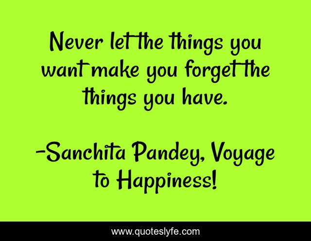 Never let the things you want make you forget the things you have.